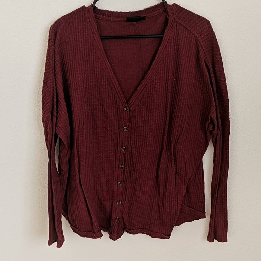 Urban outfitters, waffle knit button up cardigan.